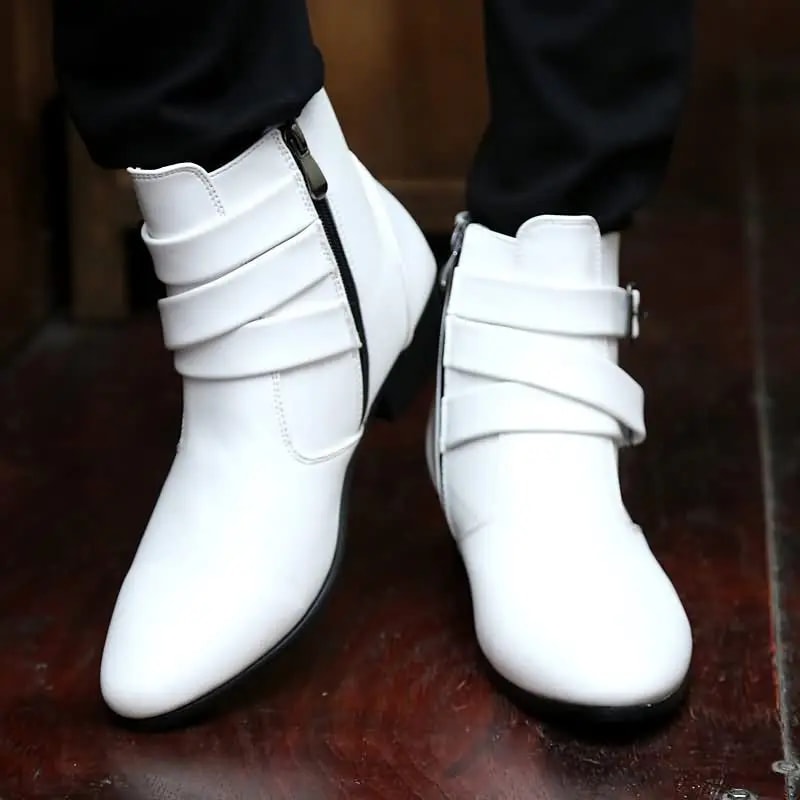 British Buckle Strap Chelsea Boots For Men Premium Motorcycle Dress Boots 3