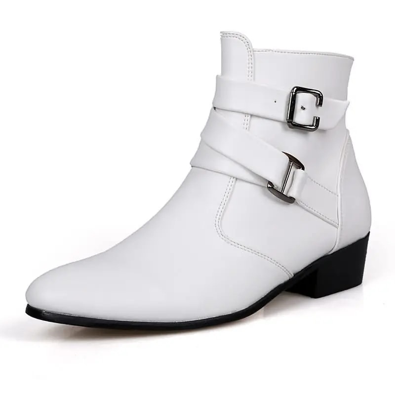 British Buckle Strap Chelsea Boots For Men Premium Motorcycle Dress Boots 4