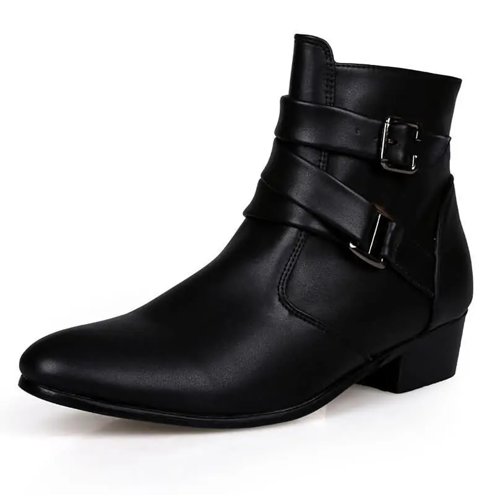 British Buckle Strap Chelsea Boots For Men Premium Motorcycle Dress Boots 6