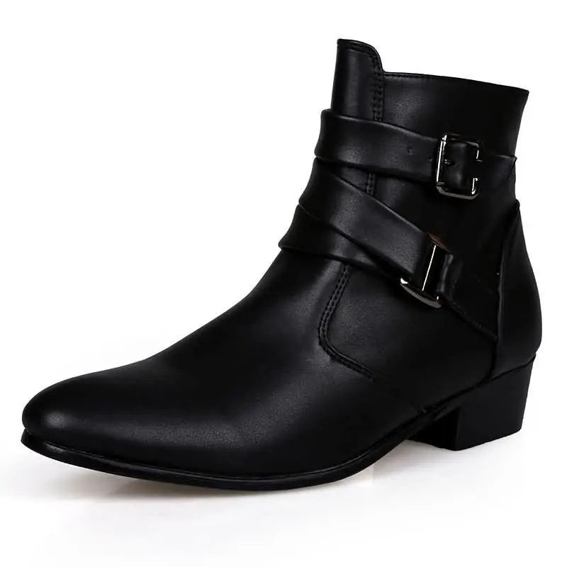 British Buckle Strap Chelsea Boots For Men Premium Motorcycle Dress Boots 6