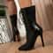 Chelsea Charm Pointed Toe Ankle Boots for Women with Stiletto Heel Lace Up Design