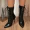 Chelsea Charm Pointed Toe Ankle Boots for Women with Stiletto Heel Lace Up Design