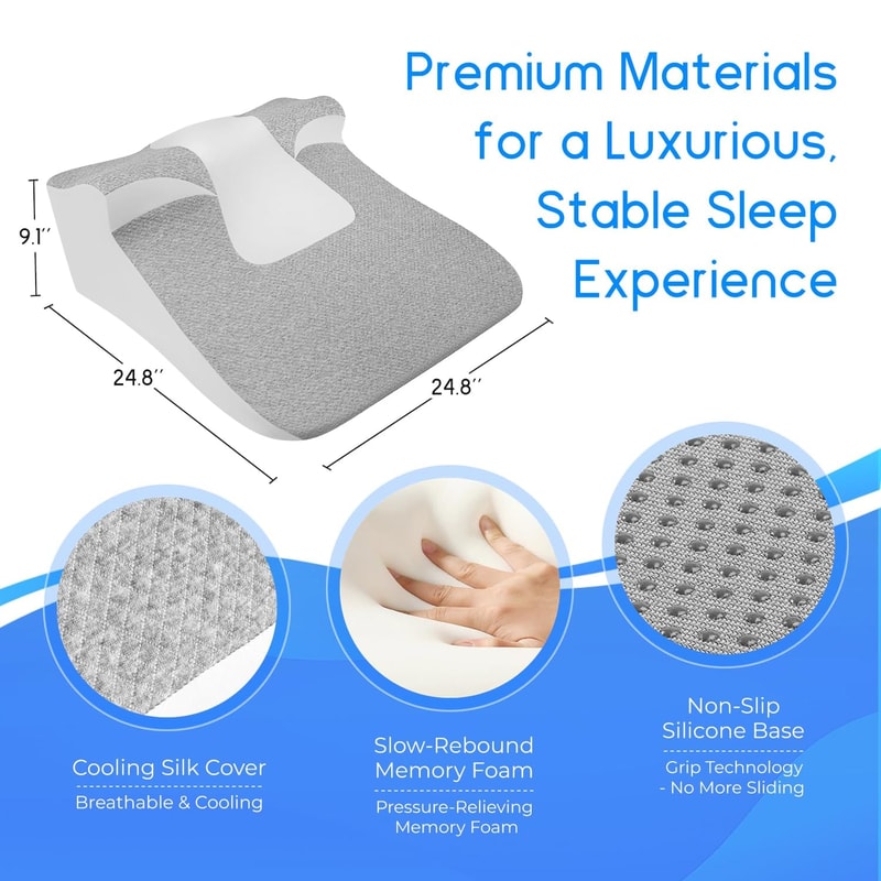 ErgoRest Incline Bed Wedge Pillow for Acid Reflux Relief & Comfortable Sleeping Support