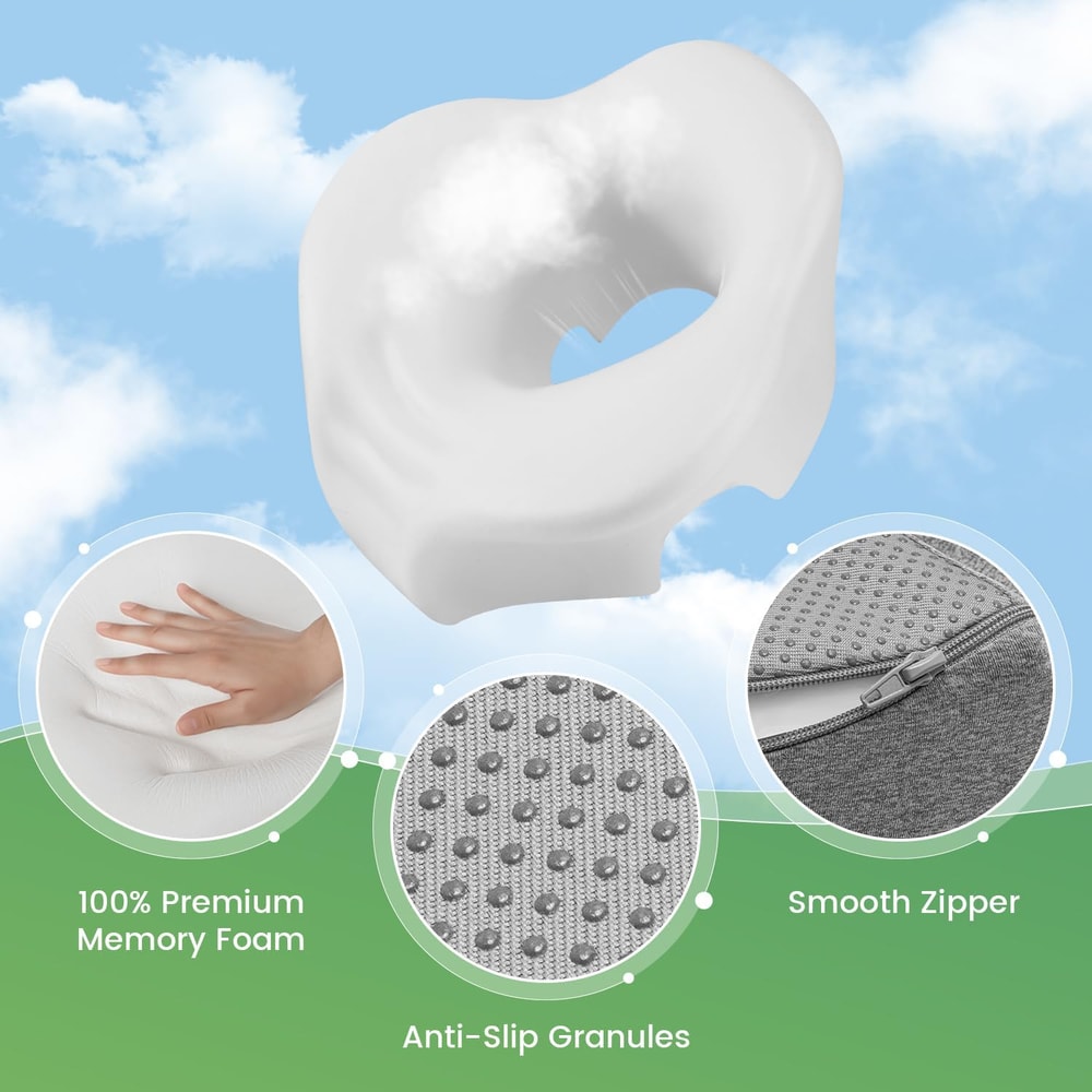 Prone Comfort Memory Foam Face Down Pillow for Massage Recovery & Beauty Treatments
