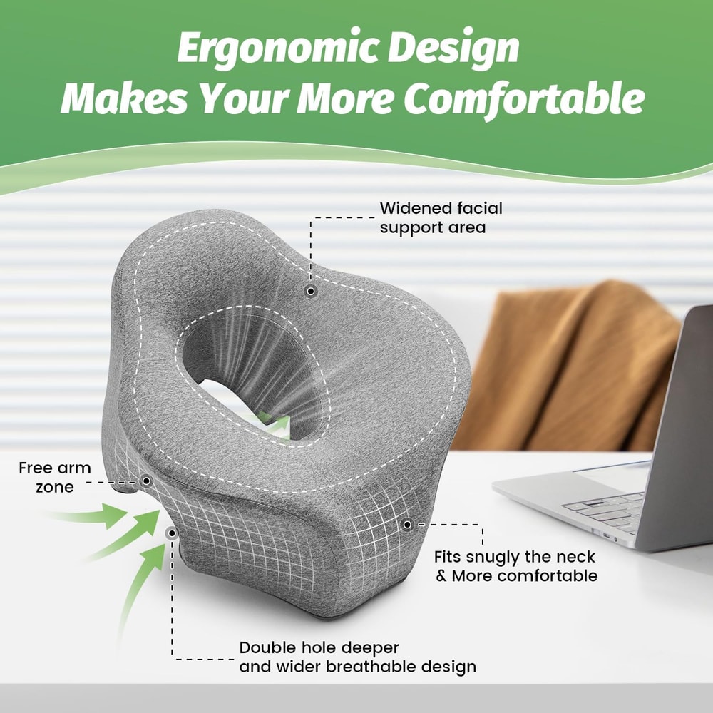 Prone Comfort Memory Foam Face Down Pillow for Massage Recovery & Beauty Treatments