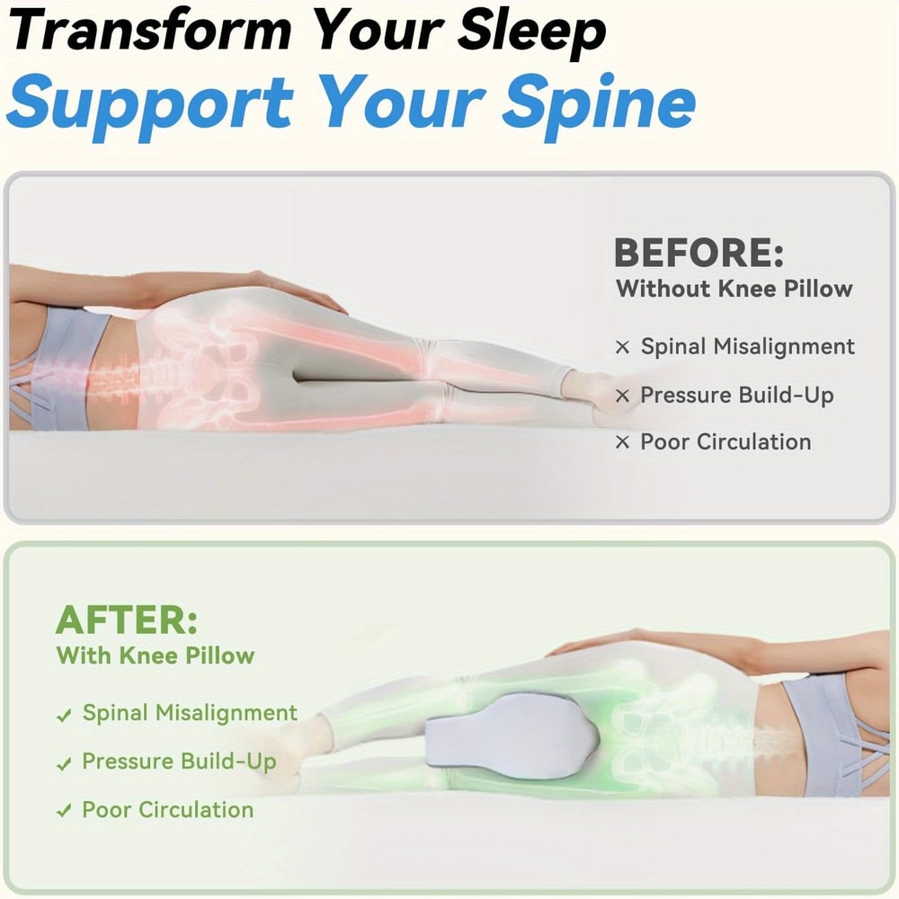 CloudAlign Memory Foam Knee Pillow for Side Sleepers Hip Back & Leg Support Cushion