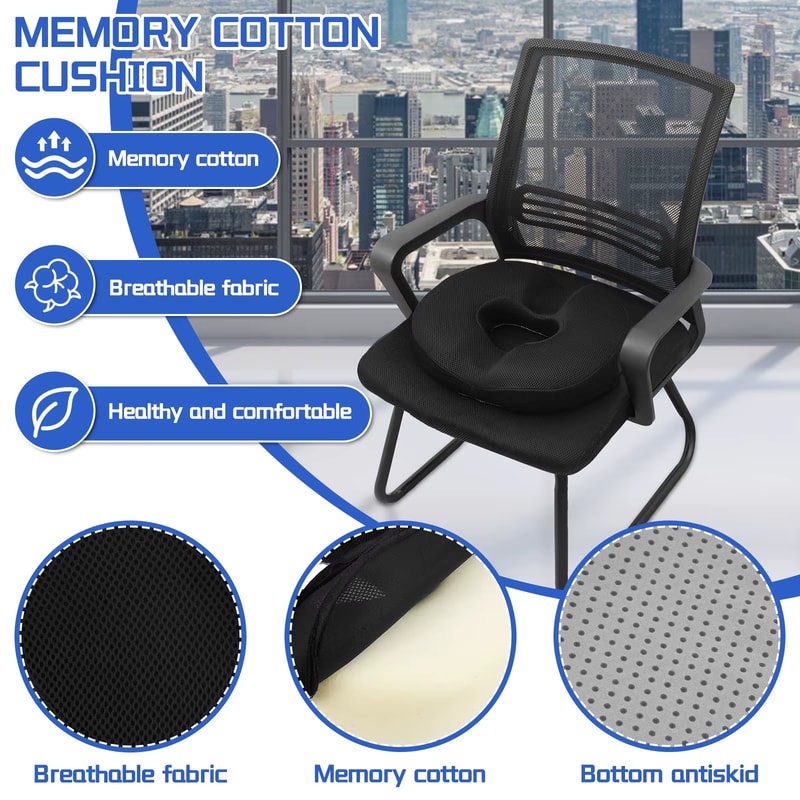 ComfortRelief Donut Seat Cushion for Hemorrhoids Sciatica Pain Relief and Coccyx Support