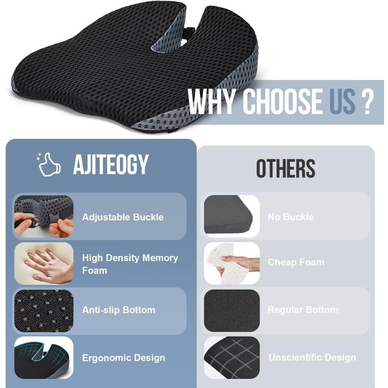 DriveLift Memory Foam Car Seat Cushion Height Booster for Better Posture and Driving Comfort