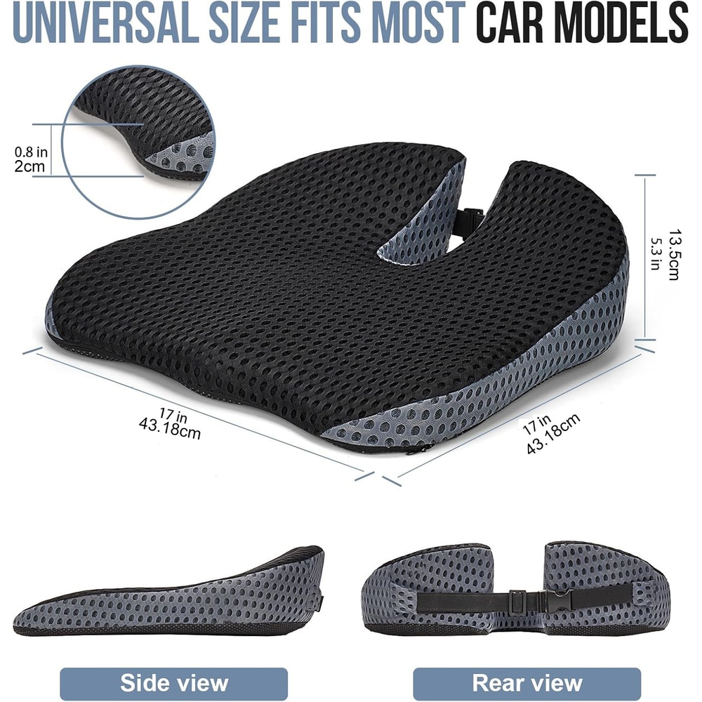 DriveLift Memory Foam Car Seat Cushion Height Booster for Better Posture and Driving Comfort