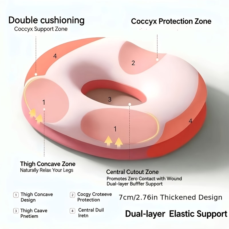 ErgoComfort Donut Seat Cushion Memory Foam Tailbone Pillow Hemorrhoid Relief 1