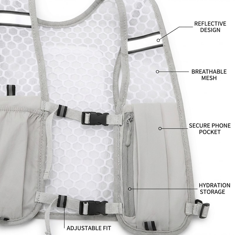 Hydration Running Vest With Phone Holder Water Bottle Storage Pack For Runners 2