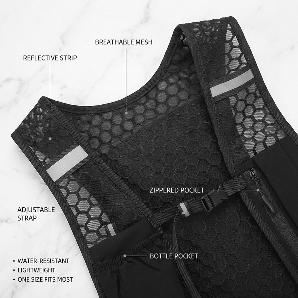 Hydration Running Vest With Phone Holder Water Bottle Storage Pack For Runners 3