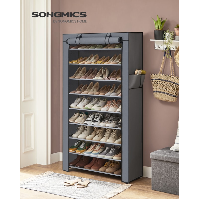 9 Tier Shoe Organizer With Dustproof Cover Shoe Storage Rack For 4050 Pairs 1