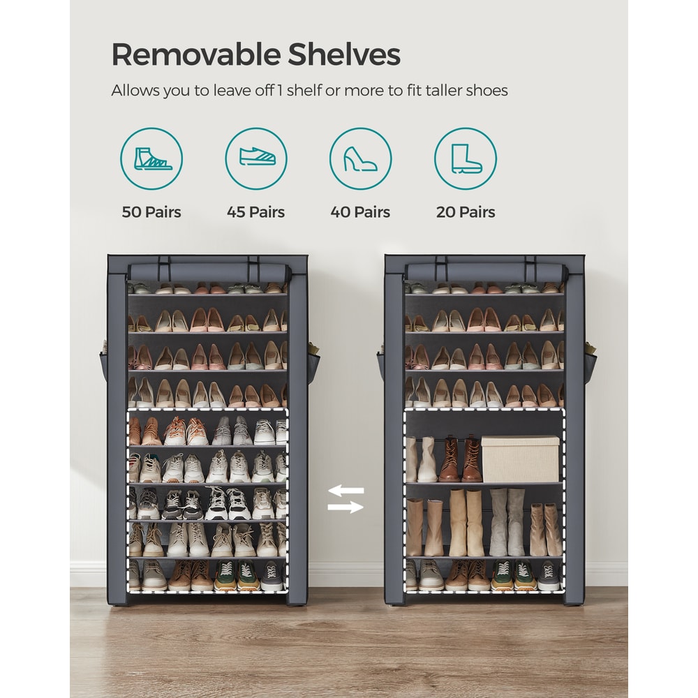 9 Tier Shoe Organizer With Dustproof Cover Shoe Storage Rack For 4050 Pairs 2