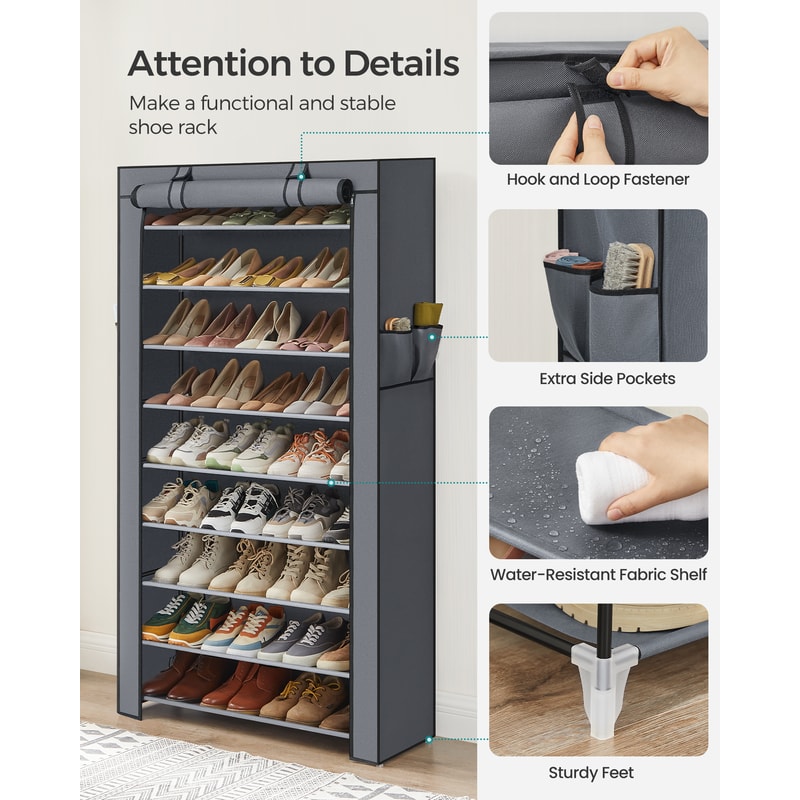 9 Tier Shoe Organizer With Dustproof Cover Shoe Storage Rack For 4050 Pairs 3