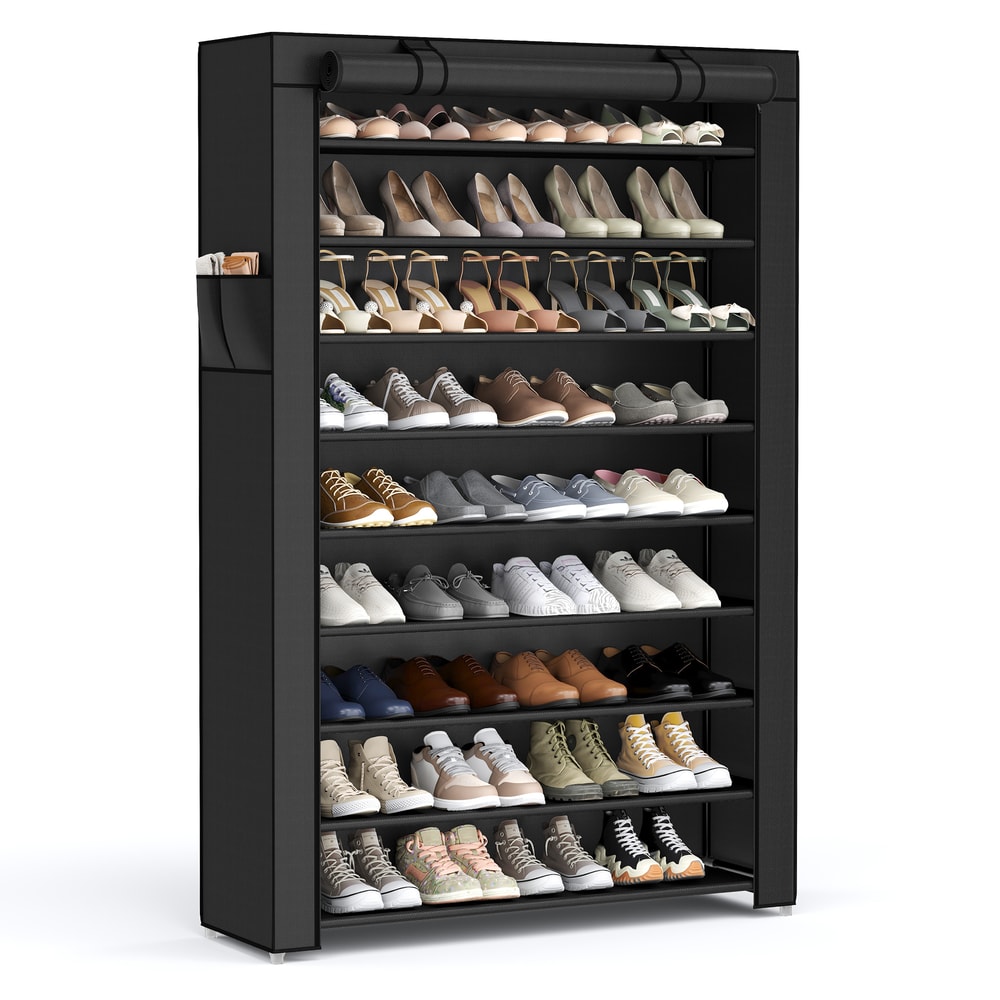 9 Tier Shoe Organizer With Dustproof Cover Shoe Storage Rack For 4050 Pairs 6