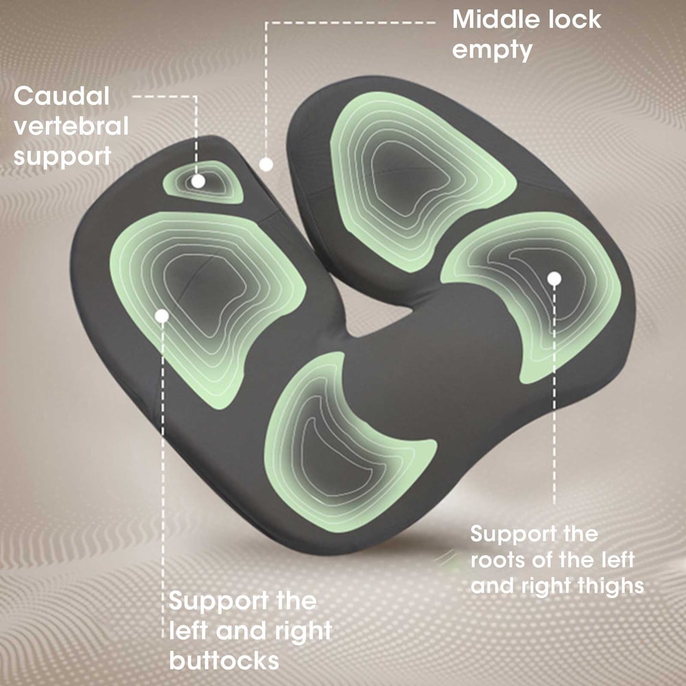 Ergonomic Orthopedic Memory Foam Seat Cushion for Tailbone Pain Relief and Sciatica Support