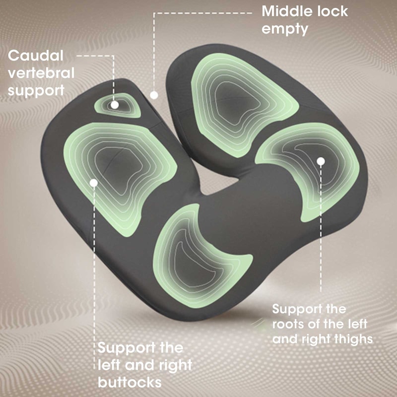 Ergonomic Orthopedic Memory Foam Seat Cushion for Tailbone Pain Relief and Sciatica Support
