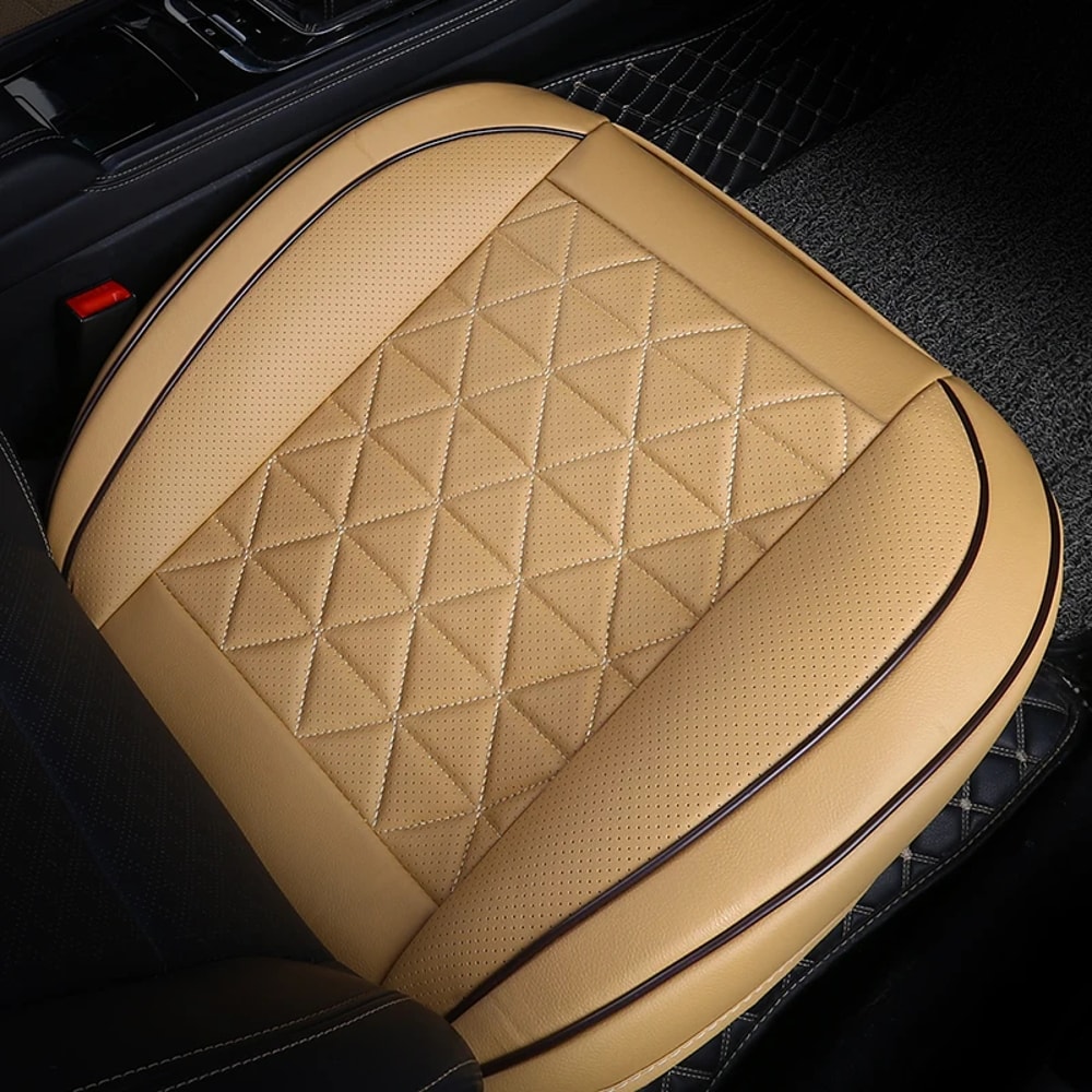Premium PU Leather Car Seat Cushion Universal Car Seat Cover Front Seat Car Pad For Most Vehicles 3