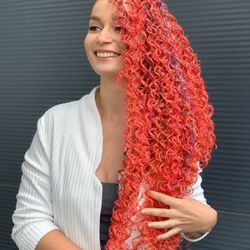 curls hair extensions curls bright red ombre curly dreadlocks