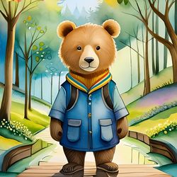 cute bear digital art colorful print book cover magazine cover contemporary art digital download