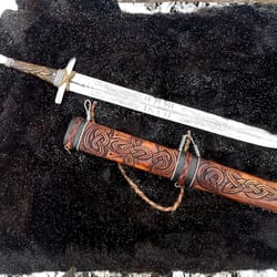medieval viking sword | handcrafted steel warrior blade with wooden scabbard