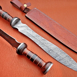 authentic 24" handmade damascus steel roman gladius sword with rosewood handle - historical replica