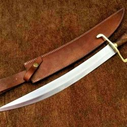 Handmade Arabic Sword: 21" Hand Forged Carbon Steel, Natural Wood Handle
