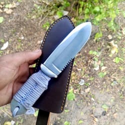 hand forged stainless steel hunting knife bushcraft camping knife with leather sheath gift for men