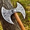 Handmade Carbon Steel Double Headed Viking Axe With Leather Sheath Gift For Men 2