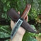 Handmade Carbon Steel Hunting Knife Rosewood Handle Leather Sheath Gift For Hunters 1