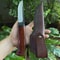 Handmade Carbon Steel Hunting Knife Rosewood Handle Leather Sheath Gift For Hunters 2