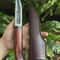 Handmade Carbon Steel Hunting Knife Rosewood Handle Leather Sheath Gift For Hunters 3