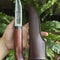 Handmade Carbon Steel Hunting Knife Rosewood Handle Leather Sheath Gift For Hunters 3