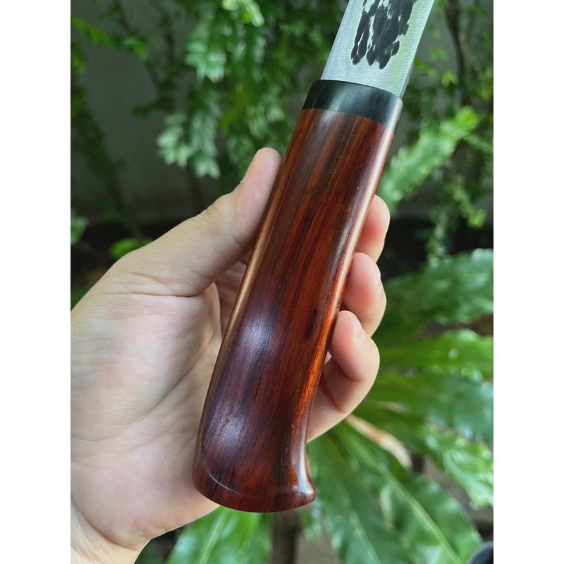 Handmade Carbon Steel Hunting Knife Rosewood Handle Leather Sheath Gift For Hunters 5