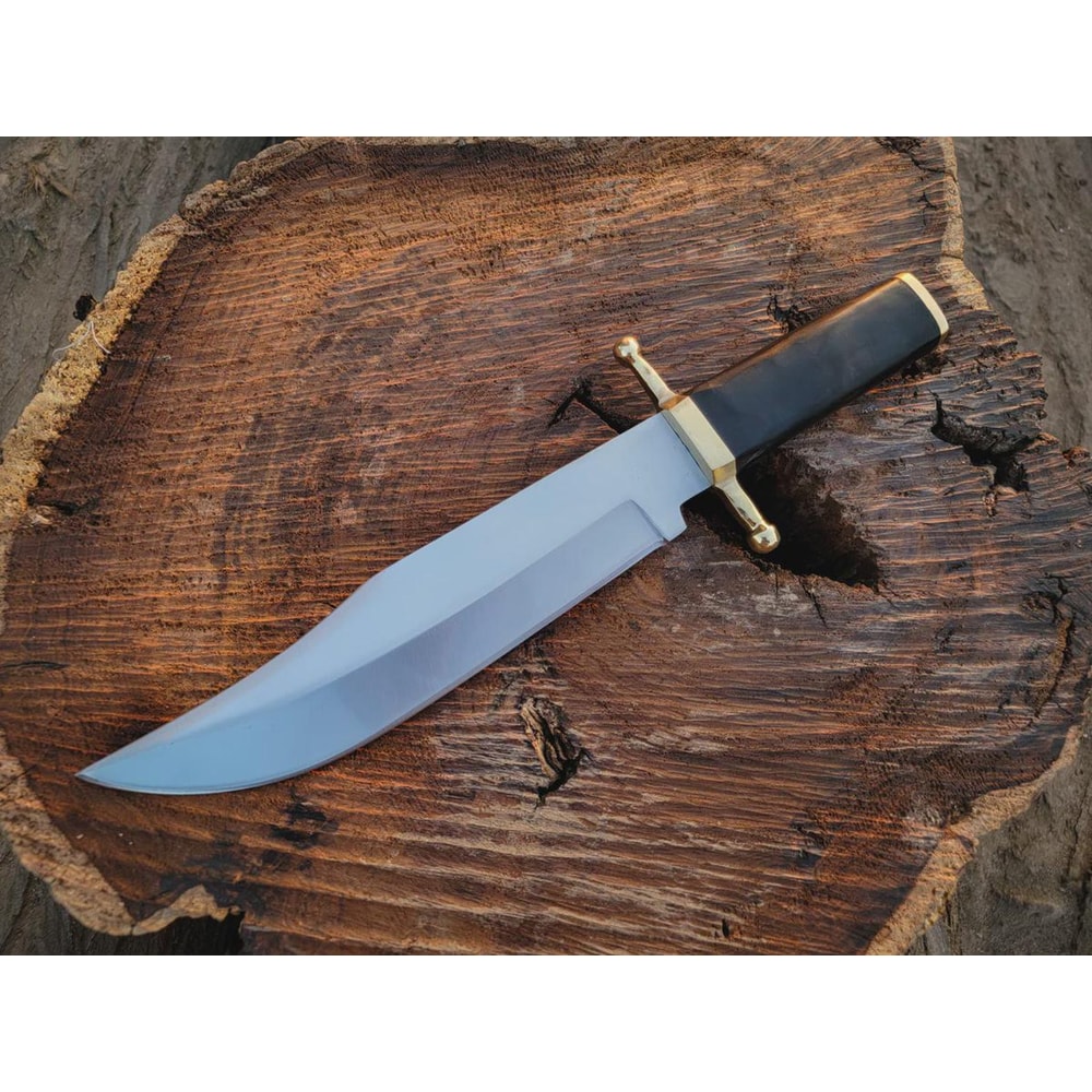 Handmade D2 Steel Bowie Knife Buffalo Horn Handle Leather Sheath Gift For Men 1
