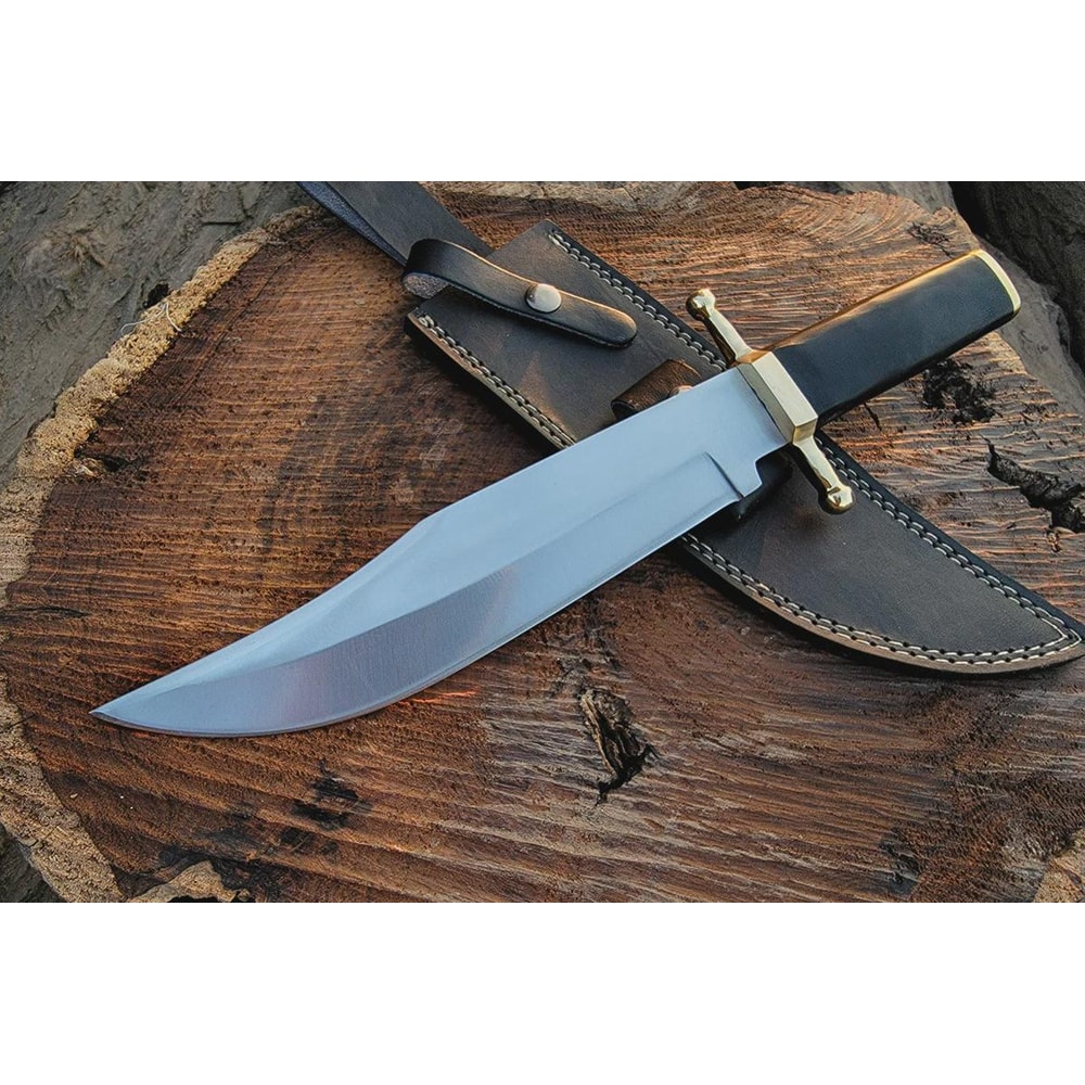 Handmade D2 Steel Bowie Knife Buffalo Horn Handle Leather Sheath Gift For Men 2