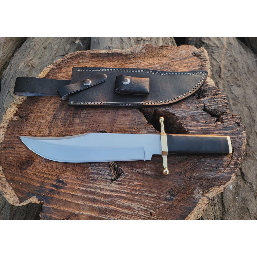 Handmade D2 Steel Bowie Knife Buffalo Horn Handle Leather Sheath Gift For Men 4
