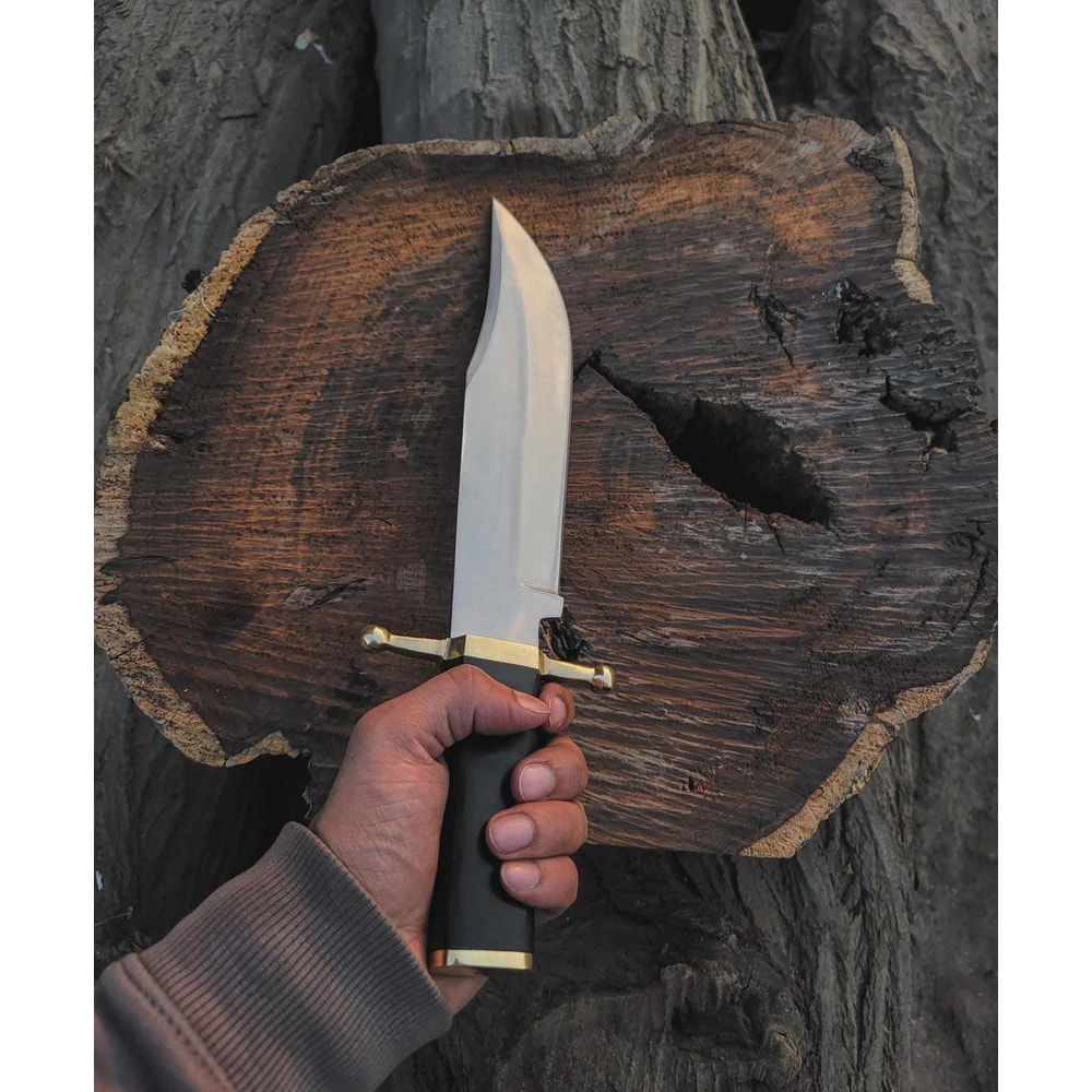 Handmade D2 Steel Bowie Knife Buffalo Horn Handle Leather Sheath Gift For Men 5