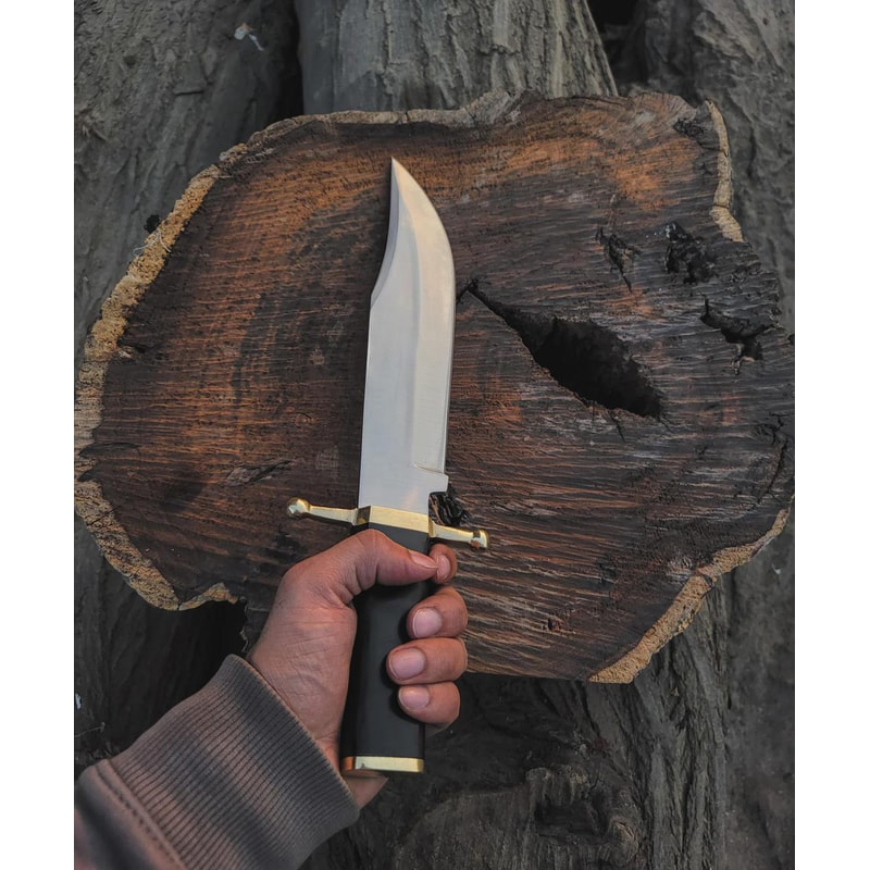 Handmade D2 Steel Bowie Knife Buffalo Horn Handle Leather Sheath Gift For Men 5