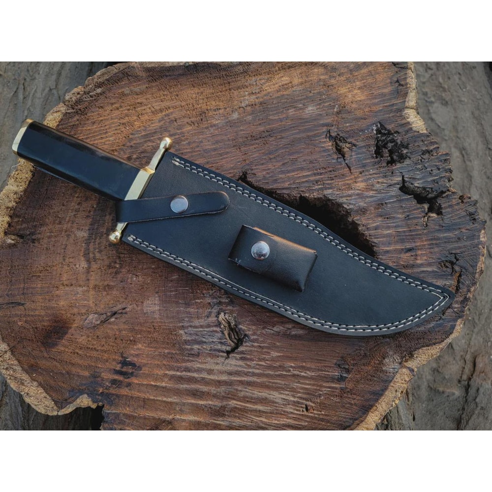 Handmade D2 Steel Bowie Knife Buffalo Horn Handle Leather Sheath Gift For Men 6