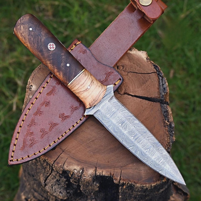 Handmade Damascus Steel Boot Knife Hunting Camping Survival Gift For Men 1