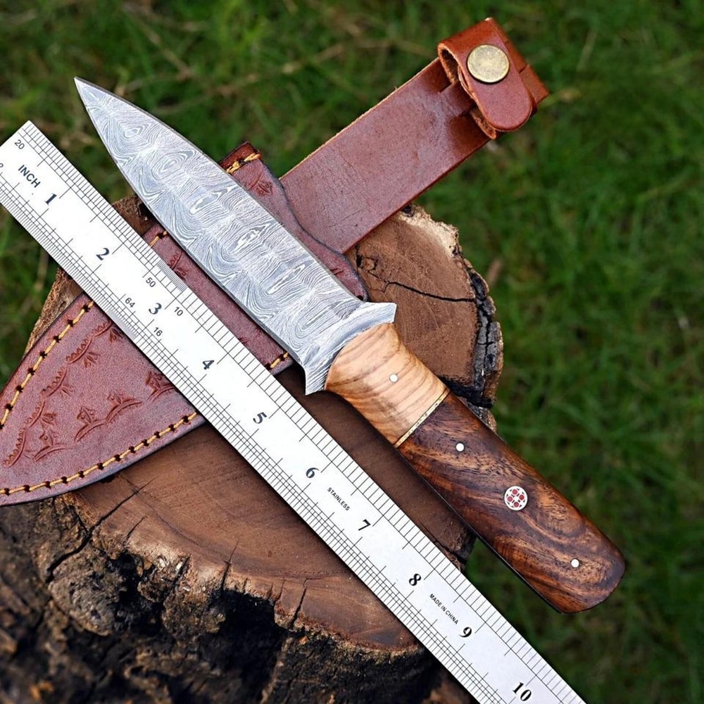 Handmade Damascus Steel Boot Knife Hunting Camping Survival Gift For Men 3