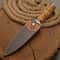 Handmade Damascus Steel Dagger Knife Leather Stack Handle Camping Gift For Men 8