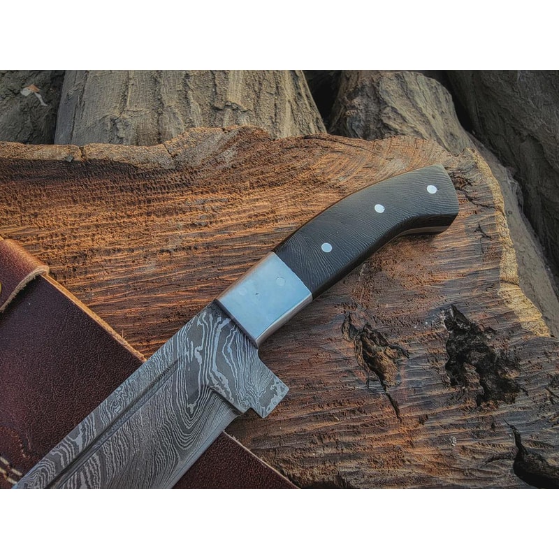 Handmade Damascus Steel Machete 18 Inch Blade Wood Handle Leather Sheath Gift For Men 2
