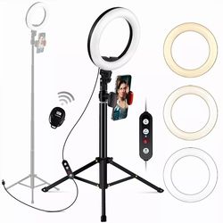 professional 8 inch led selfie ring light with tripod phone & holder stand, perfect for youtube & tiktok live streaming