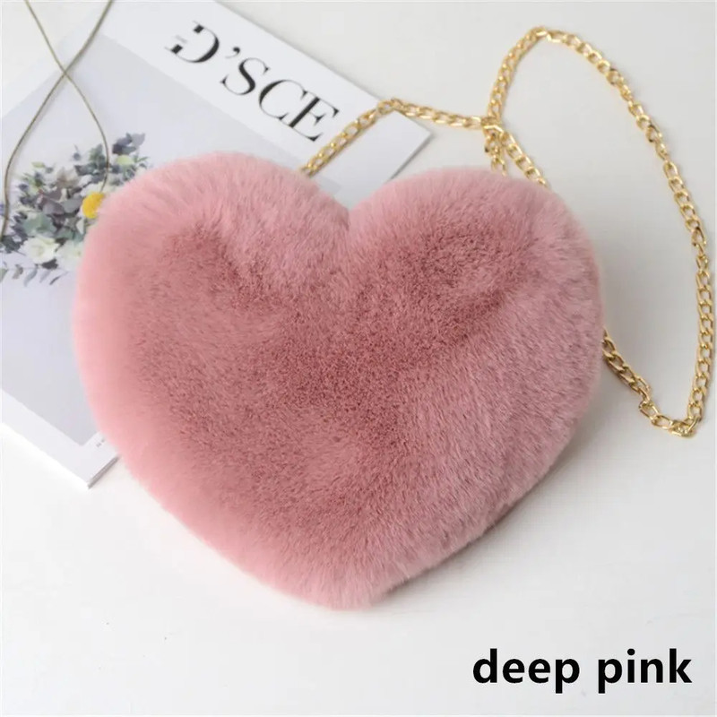 Fluffy Heart Shoulder Bag Deep pink