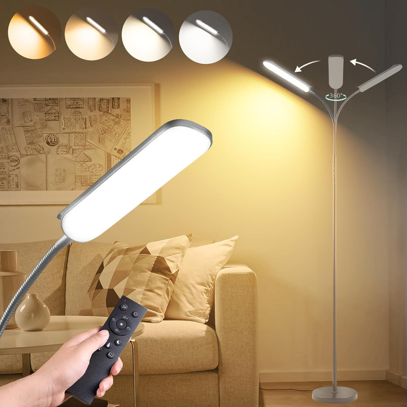 UltraBright LED Floor Lamp with Remote Control Smart Plug Compatibility and 360 Adjustable Light