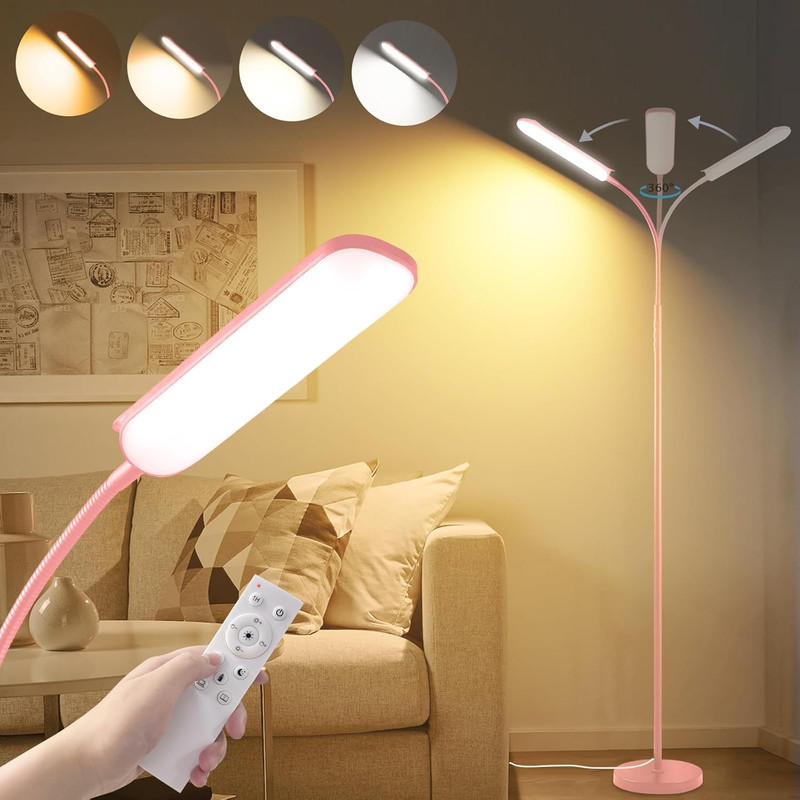 UltraBright LED Floor Lamp with Remote Control Smart Plug Compatibility and 360 Adjustable Light