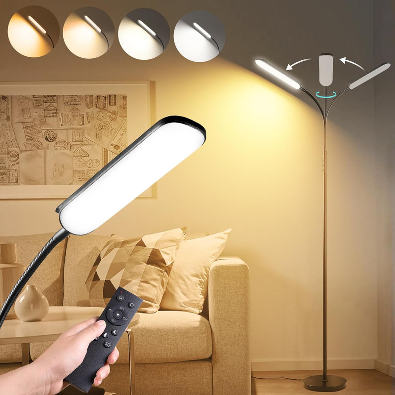 UltraBright LED Floor Lamp with Remote Control Smart Plug Compatibility and 360 Adjustable Light